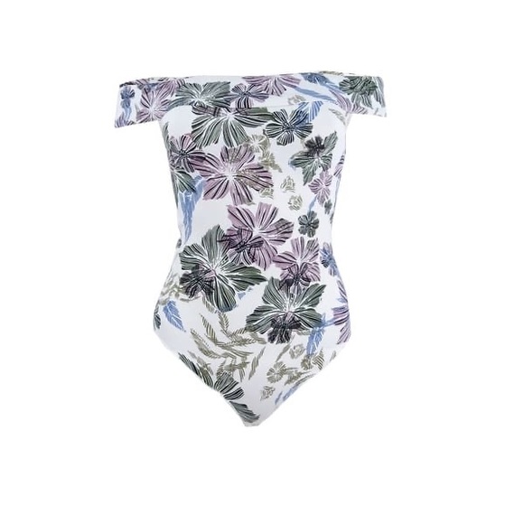 Free People Tops - Free People Ivory Floral Off Shoulder Bodysuit